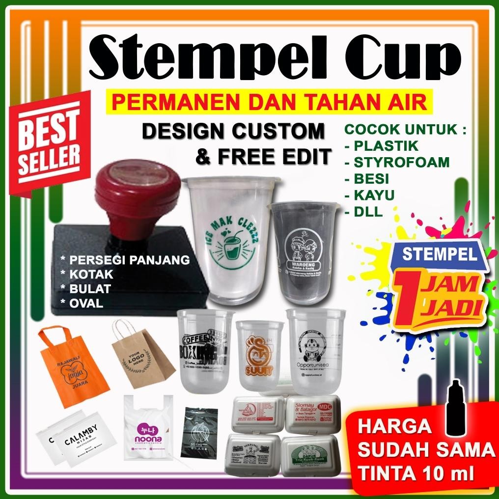 

Stempel Gelas Cup / Plastik / Sterofoam / Mika + Free Tinta Permanent Nugi