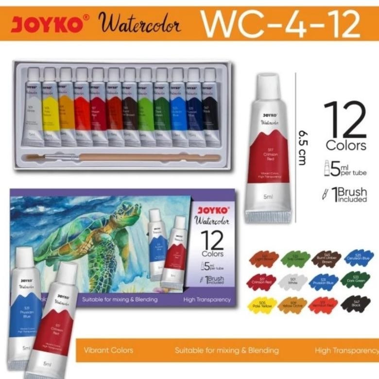 

Cat Air Joyko Watercolor Set WC-4-12 Warna 5ml Nugi