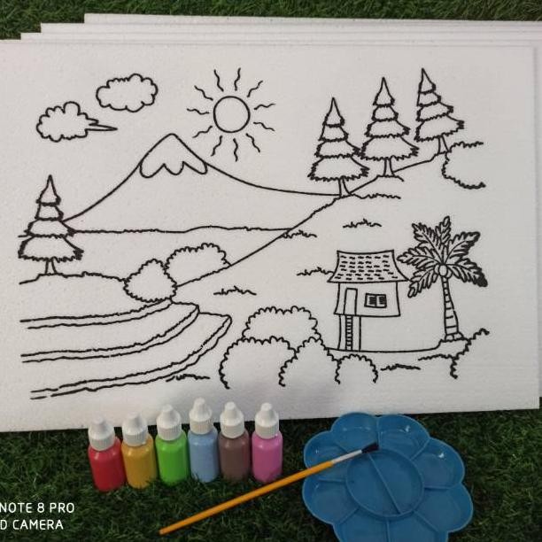 

(bayar di tempat) Alat melukis dan mewarnai 1 paket 6 gambar dan alat lukis ya Nugi