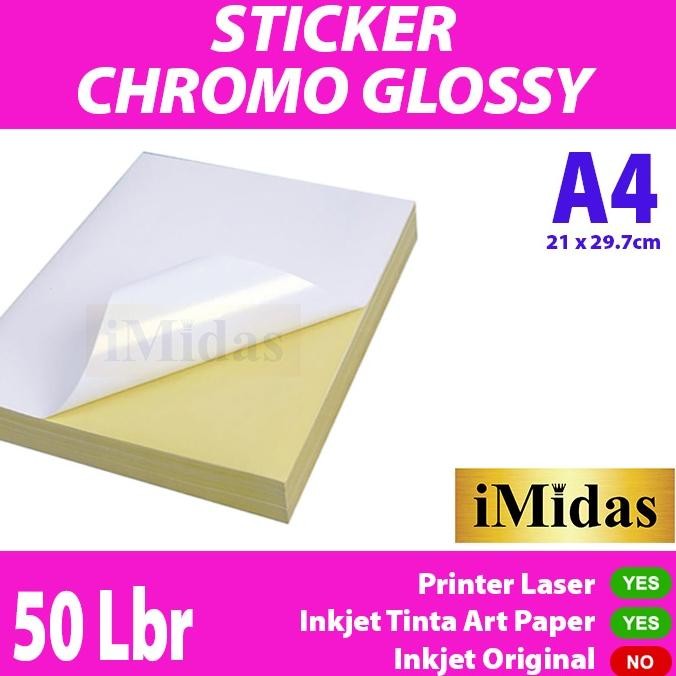 

Kertas Sticker Label Chromo / Stiker Bontax Glossy Mengkilap Ukuran A4 Nugi