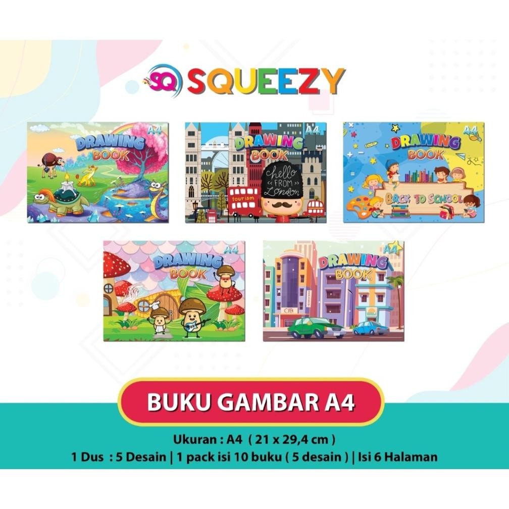 

Buku Gambar A4 Squeezy 6 Lembar / pack 10 buku Nugi