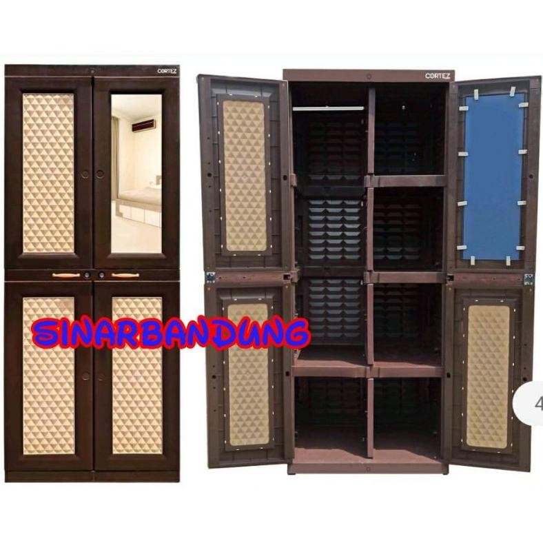 LEMARI PAKAIAN PLASTIK MOTIF ROTAN / LEMARI PAKAIAN GANTUNG KACA/ LEMARI PAKAIAN GANTUNG TAHAPAN (BA
