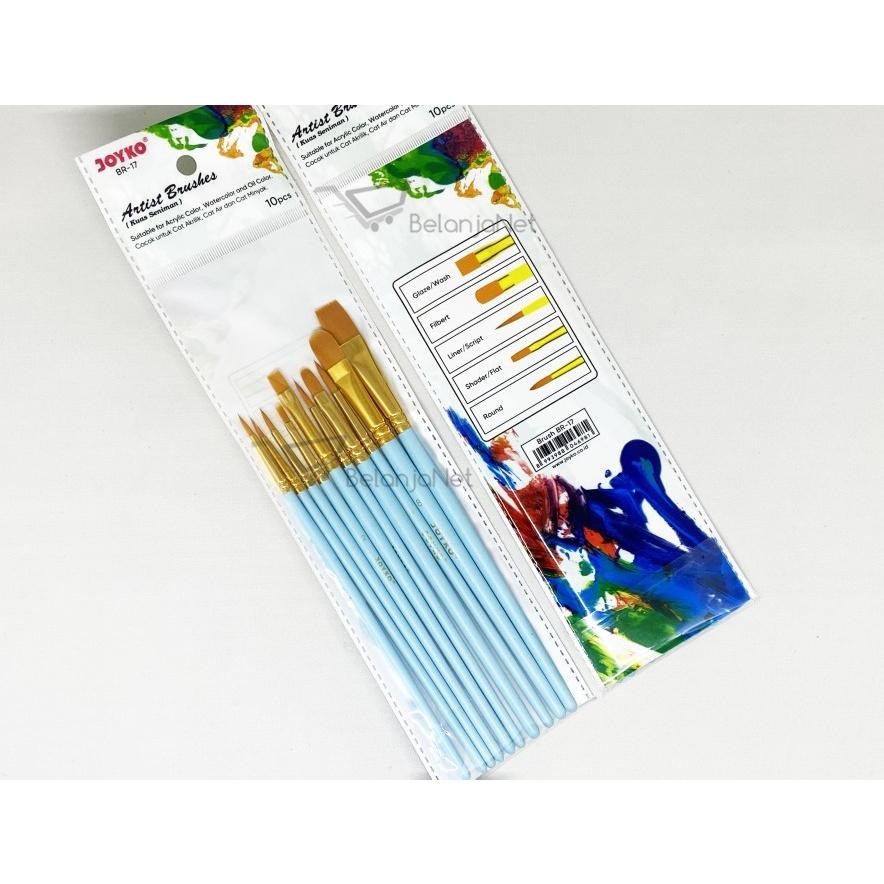 

Kuas Cat Air Kuas Lukis | Acrylic Brush Joyko BR-17 1 SET 10 PCS Nugi