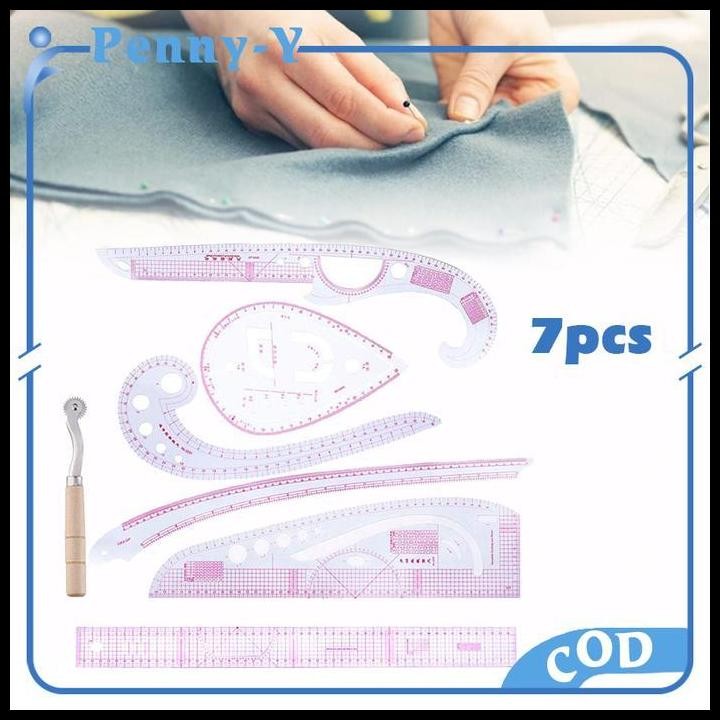 

7pcs Penggaris Jahit Set Menjahit Pakaian Pola Quilting Ruler