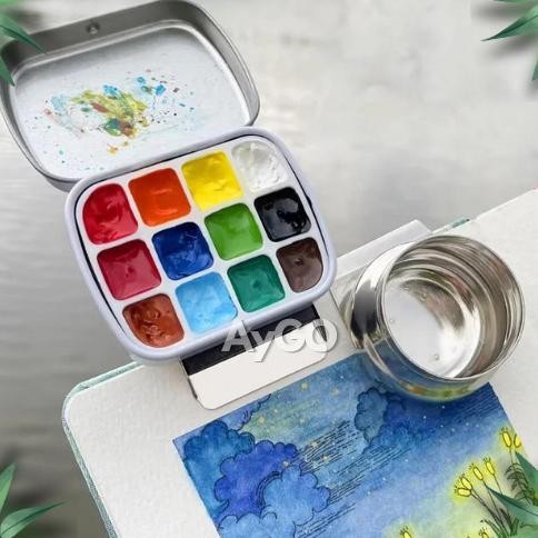 

Mini Metal Palette Painting / Palet Lukis Portable / Travel Palette Painting Nugi