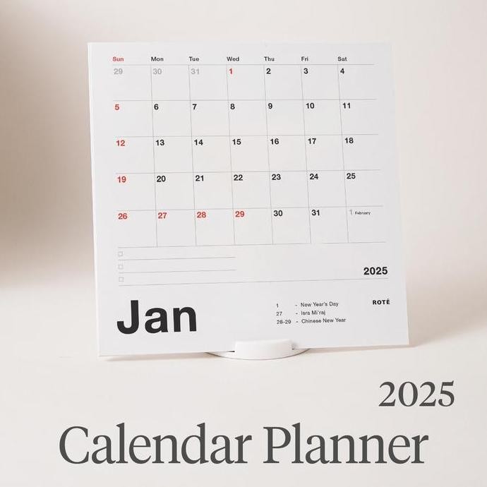 

Tersedia Kalender Meja Aesthetic 2025 - Planner Duduk Minimalis Bulanan