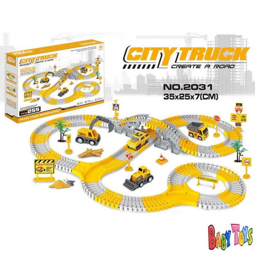 Terlaris Babytoys Mainan Anak Laki Laki Edukasi Track Mobil Anak Rail Car Way City Truck 2 3 4 5 6 7