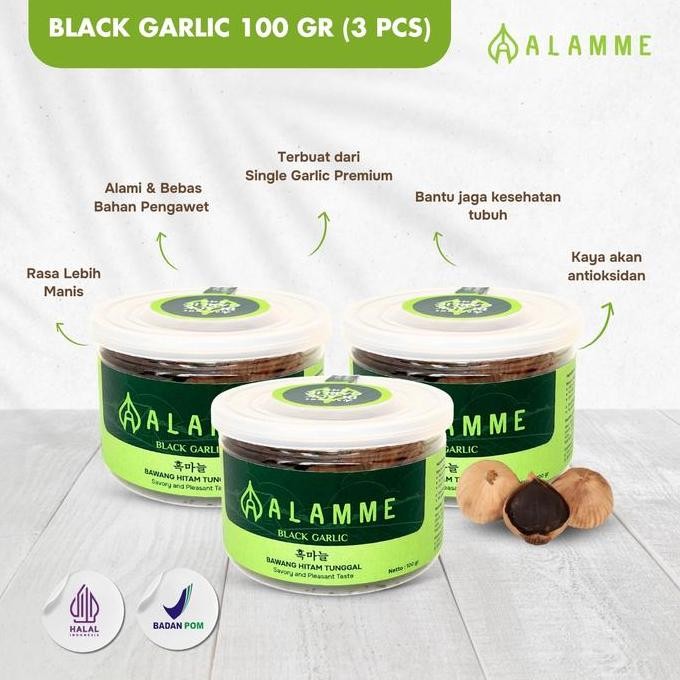 

Diskon! Black Garlic Alamme 3 Pcs 100gr - Bawang Hitam Tunggal Rempah Herbal