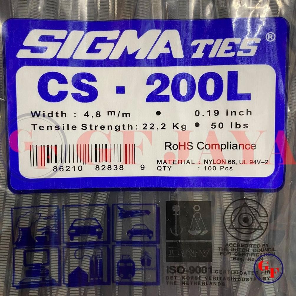 

Rd1- Kabel Ties Sigma Cs-200L 20Cm X 4.8Mm Hitam / Cs200L Cv200 Cv 200 L 20 Cm 200Mm 4.8 Mm 4,8 / Cable Tie Tis Tali Pengikat Insulock Insulok Warna Black