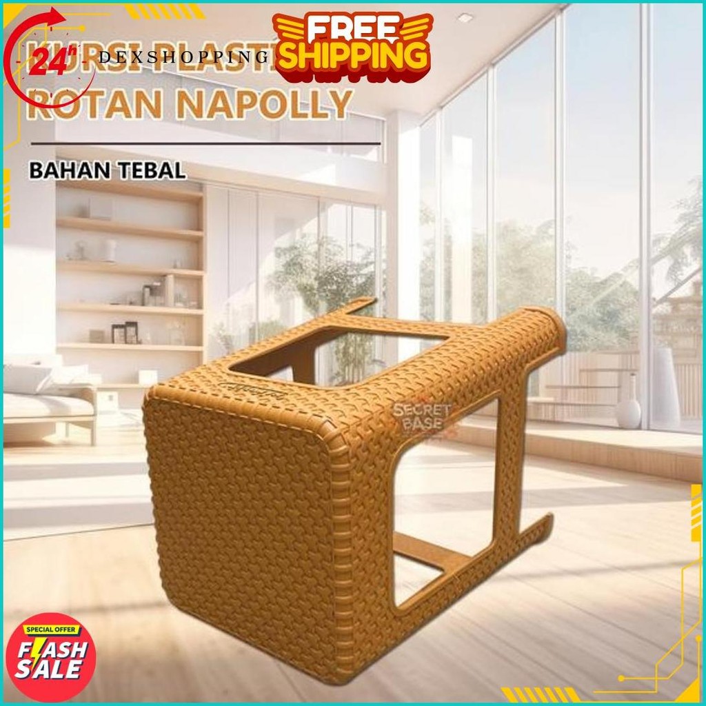 Napolly Kursi Krs 3Y3 - Kursi Rotan Bangku Plastik / Kursi Bakso Duduk Bisa Cod
