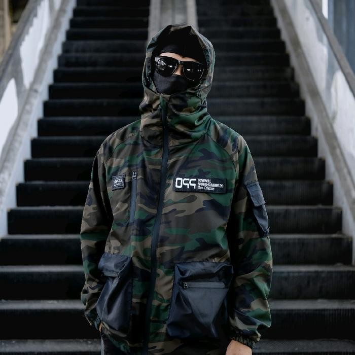 SO Jaket Semi Parka Outdoor Pria Windbreaker Waterproof Loreng Gropcore - Bomber, Parka, Tebal, Para