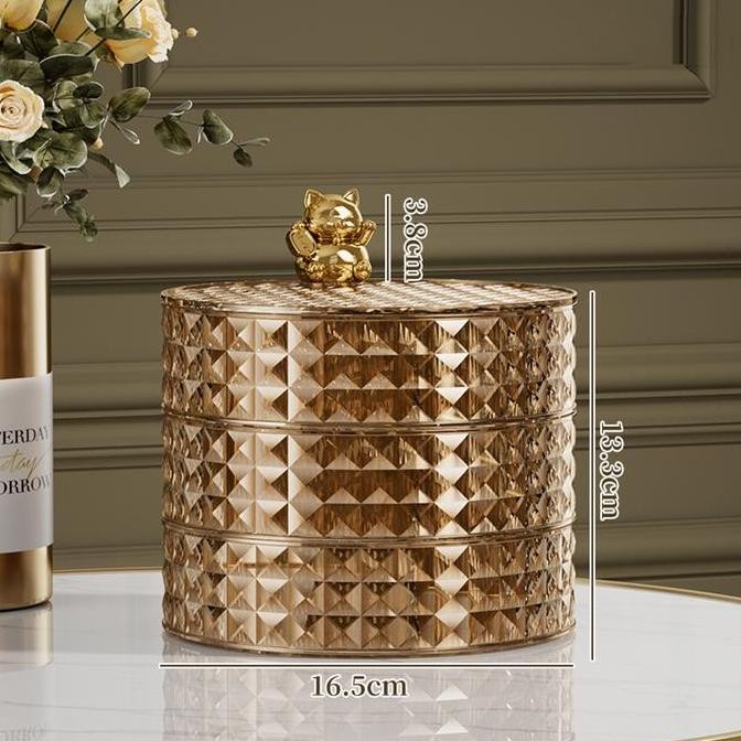 Keranjang Penyimpanan CodFexon Piring Buah Bersekat Kucing Beruntung Piring Buah Bertingkat Rumahan 