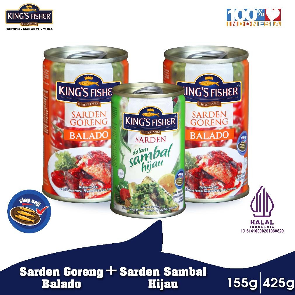 

NO_MORE Paket Sarden 2 sarden tomat balado 425 hijau 155 King's Fisher