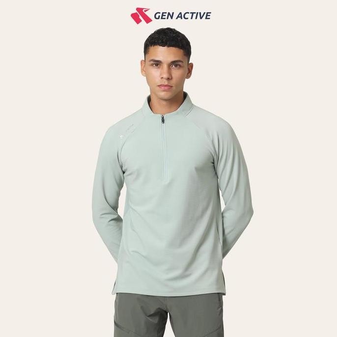 GEN ACTIVE Baju Olahraga Pria Lari Running Baju Training Lengan Panjang Baju Olahraga Pria Turtle Ne