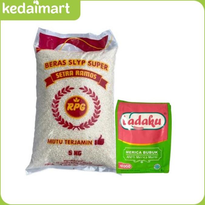 

READY PAKET HEMAT BERAS RAMOS 5KG + LADAKU MERICA BUBUK PCS BUMBU MASAKAN KOMPLIT