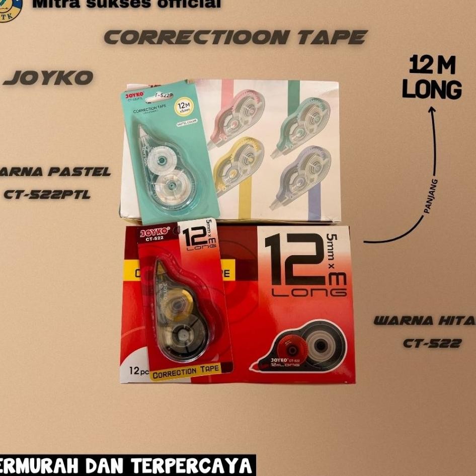 

Tipex Roll Correction Tape Joyko 12M 1 Pa 12 Pcs Warna Hitam Dan Warna Pastel
