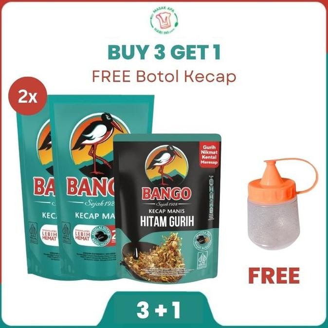 

Promo Bango Kecap Manis 950g x2 + Gratis Botol Kecap & Bango Hitam Gurih 550g
