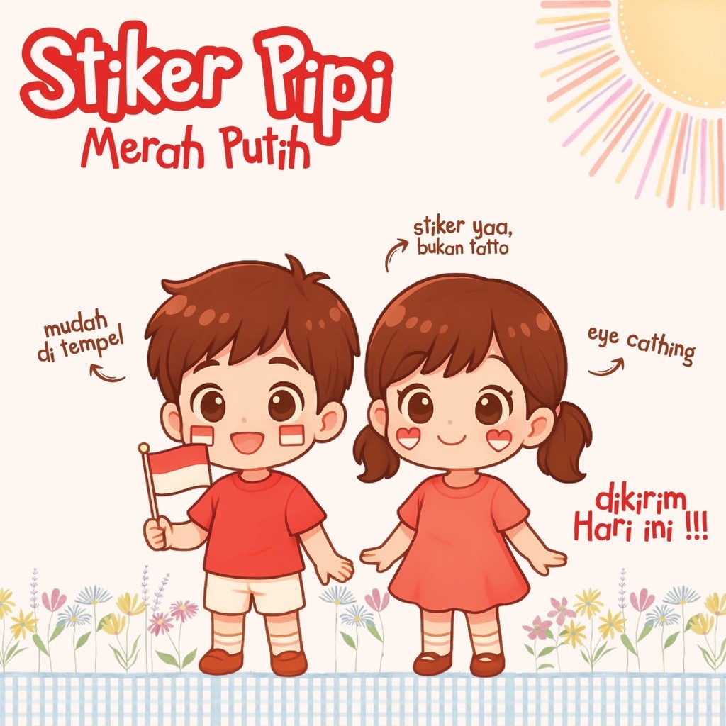 

Sticker Pipi Bendera Indonesia / Stiker Pipi Bendera Merah Putih