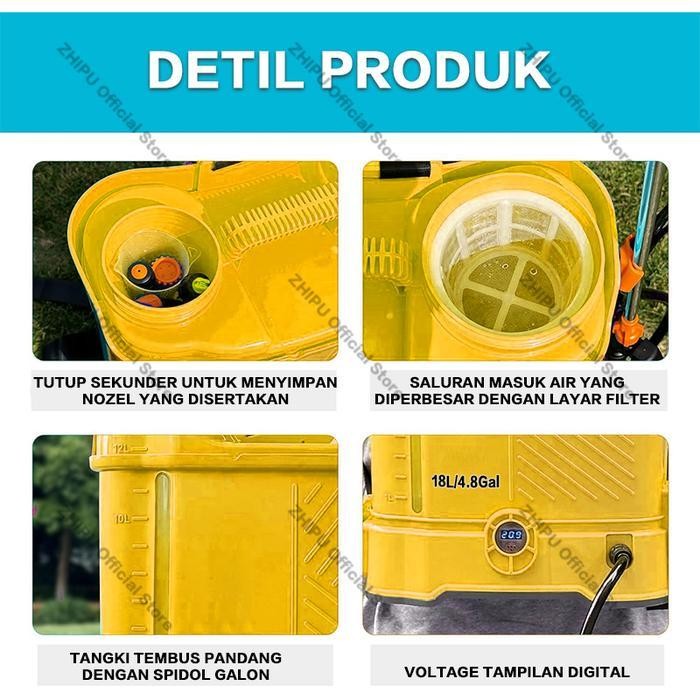 AS ZHIPU Pompa Sprayer Semprotan Tanaman Elektrik Tangki 18 Liter,Mesin Semprot Pertanian Semprot