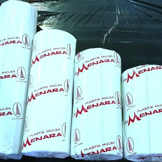 AS PLASTIK PE MULSA HITAM PERAK Panjang 500m Cap Menara Merah varian