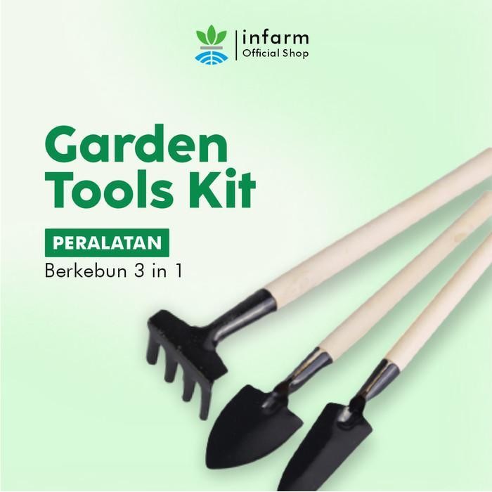AS Set Garden Tools 3 Pcs Alat Kebun Sekop Garpu Tanah  untuk Taman Mini Alat Kebun Sekop Mini Garpu