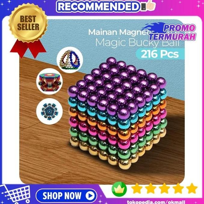 TERBARU MAINAN BOLA MAGNET 216 PCS WARNA WARNI BULAT KECIL MAGNETIC BUCKY BALL TERMURAH