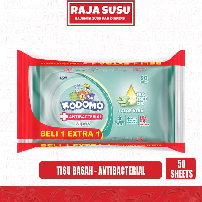 KODOMO WET WIPES ANTIBACTERIAL BAG 50S (10905) - RAJA SUSU