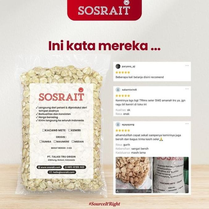 

Diskon! Kemiri Belah Dua Sumba 3 Kg Sosrait - Kemiri Pecah Asli Sumba