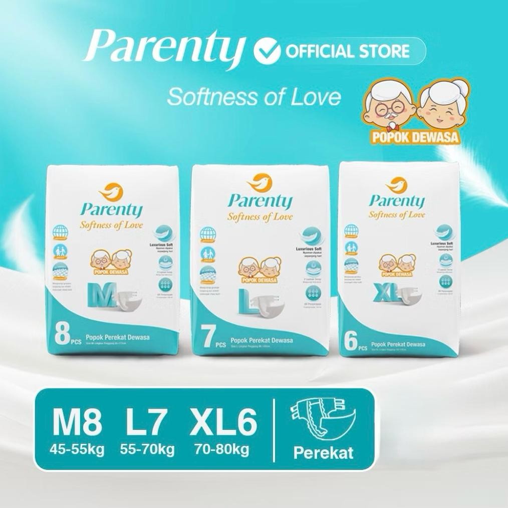 Parenty Popok Perekat Dewasa Soft Diapers Size M8 L7 XL6 Pamper Pampers Perekat Tape Orang Tua Lansi