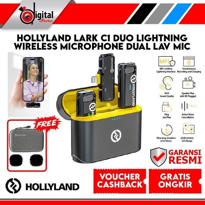 PROMO HOLLYLAND LARK C1 WIRELESS LAVALIER MIC - DUAL CLIP ON IPHONE ANDROID