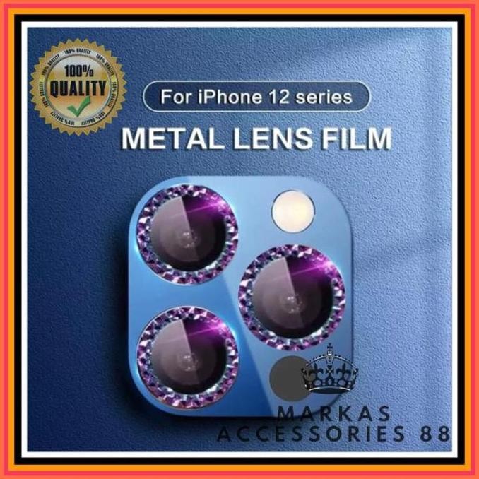 Produk Baru iPhone 12 Pro Max 6.5 Inch Ring Tempered Glass Kamera Diamond Rainbow