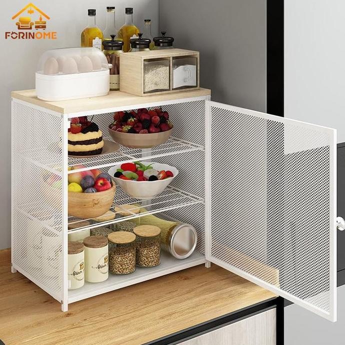 Lemari Piring Minimalis Rak Dapur Stainless Rak Penyimpanan Serbaguna Rak Dapur Kabinet Multi-Lapisa