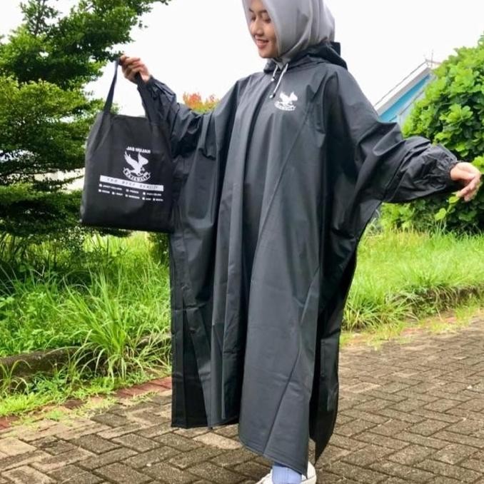 ORI - JAS HUJAN PONCO PREMIUM JUMBO TEBAL LENGAN KELELAWAR PVC MOTOR PRIA