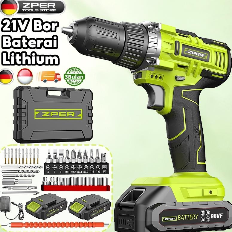BEST SELLER ZPER Mesin Bor Listrik Bor Baterai Cordless Cas Tangan Murah Berkualitas Bor Tanpa Kabel