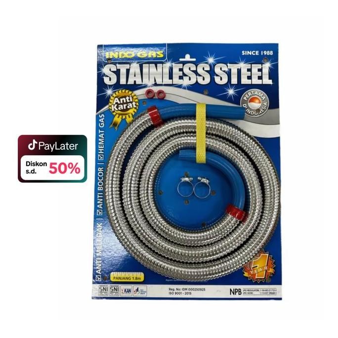 TERBARU - SELANG INDO GAS STAINLESS STEEL ANTI KARAT UNTUK KOMPOR GAS REGULATOR GAS