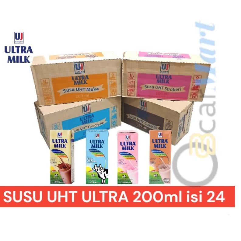 

Susu ULTRA 200ml 1 Dus Isi 24 Coklat Stroberi Cream Moka aSt