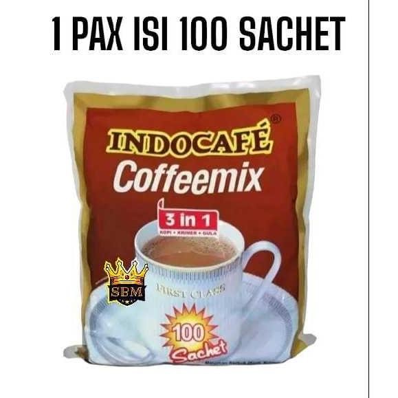 

ISI 100 PC ~ SBM ~ KOPI INDOCAFE COFFEEMIX 3IN1 Pack Coffee Coffe Robusta aSt