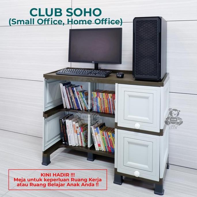[OFFICIAL CLUB PLASTIK] CLUB Meja SOHO-I - Meja Kabinet Plastik Dengan Laci - Meja Kerja Plastik Min