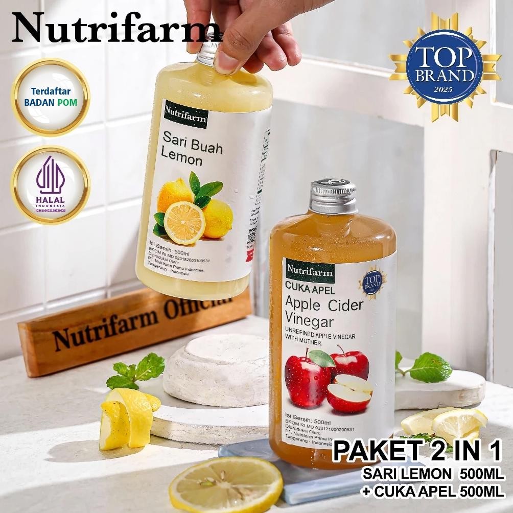 

Cuka Apel Sari Lemon Paket 2 In 1 Original Organik 500ML HALAL BPOM/ Apple Cider Vinegar with Mother aSt