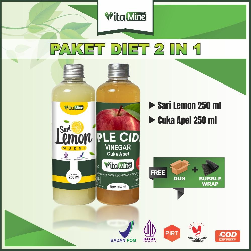 

VITAMINE Paket Bundling Diet Sehat - Cuka Apel 250ml Dan Sari Lemon 250ml - BPOM Dan HALAL aSt