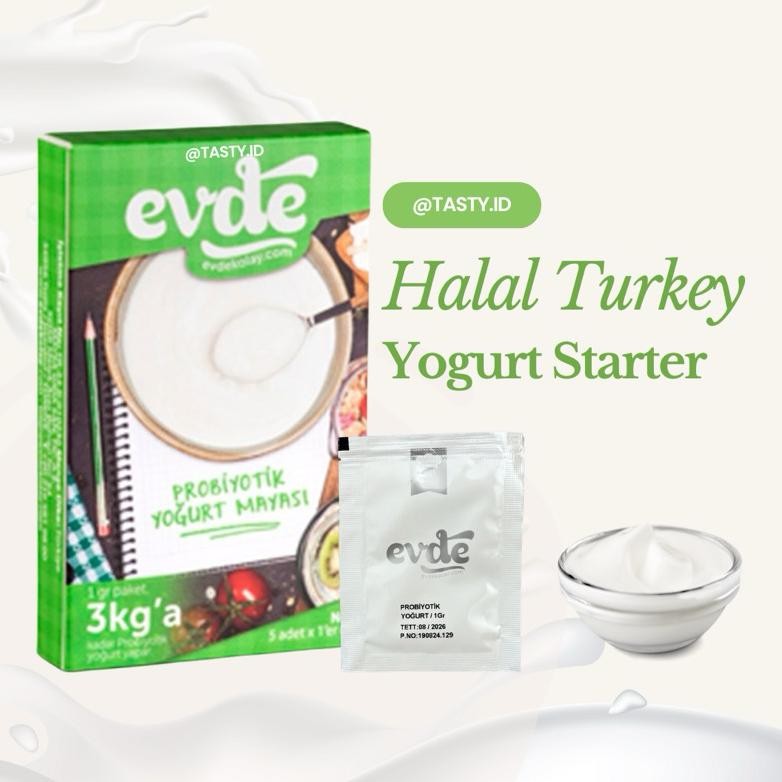 

HALAL Premium Yogurt Starter Evde Turki / Yogurt Culture / Kultur Yogurt / Bibit Yogurt / Biang Yogurt 1 Gram Sachet aSt