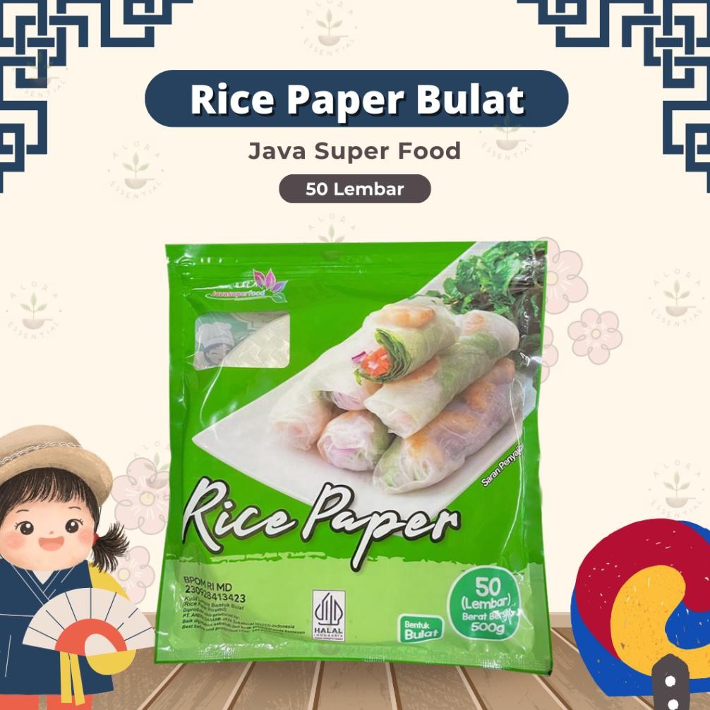 

Java Rice Paper Bulat 50 lembar - Banh Trang Rice Paper 22cm - Kulit Lumpia Vietnam Rice Paper - Rice roll spring roll - Salad Wrap aSt