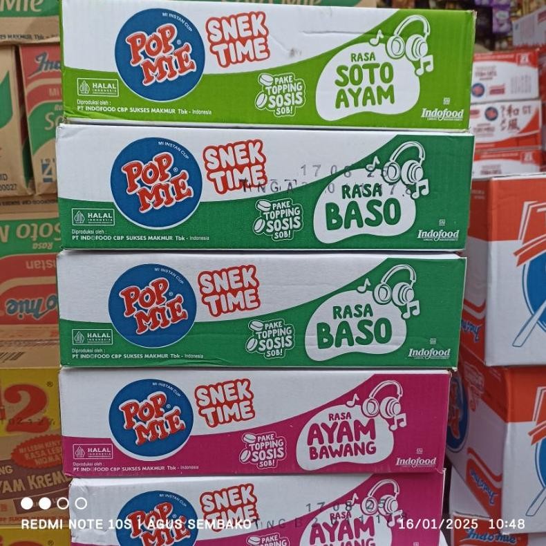 

1 dus pop mie mini snek ayam isi 12 cup aSt