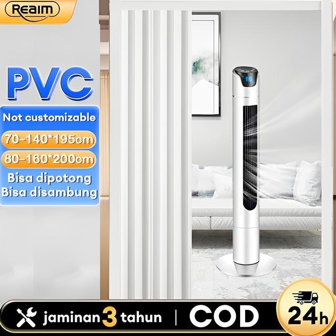 Diskon 50%REAIM Pintu Lipat PVC Folding Door Geser 195*70CM/200*80CM for kamar tidur Penyekat Ruanga