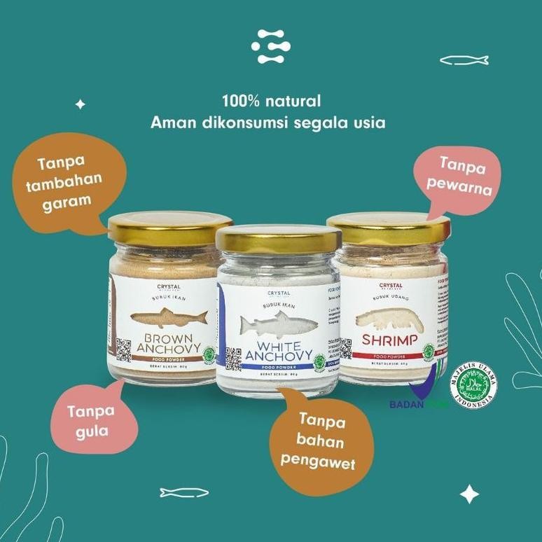 

Crystal of the Sea - White Anchovy Powder / Brown Anchovy Powder / Shrimp Powder / Gabus Powder 20gr aSt