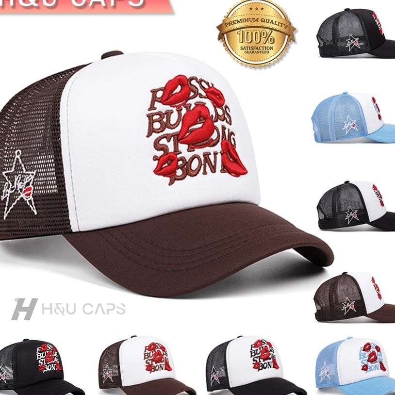 Topi Truer Red Lips Embroidery Baseball Fashion Summer Net Cap Hat Topi Visor Outdoor Sport Topi Sna