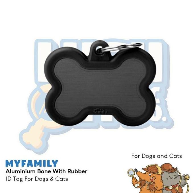 

TERMURAH - MyFamily ID Tag -Aluminium Bone With Rubber | Personalized Cat Dog Tag