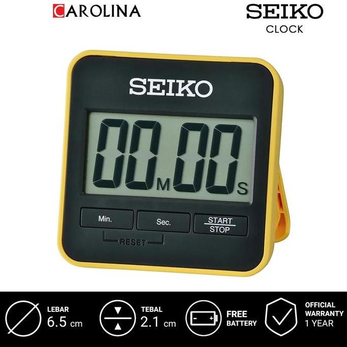 

Jam Beker SEIKO Digital QHY001Y Yellow Color Black Square Dial Square Folding Stand Stopwatch Clock KS