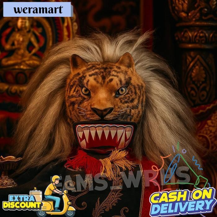 Topeng Macan Reog Ponorogo Bahan Kulit Asli Variasi Macan Coklat Murah