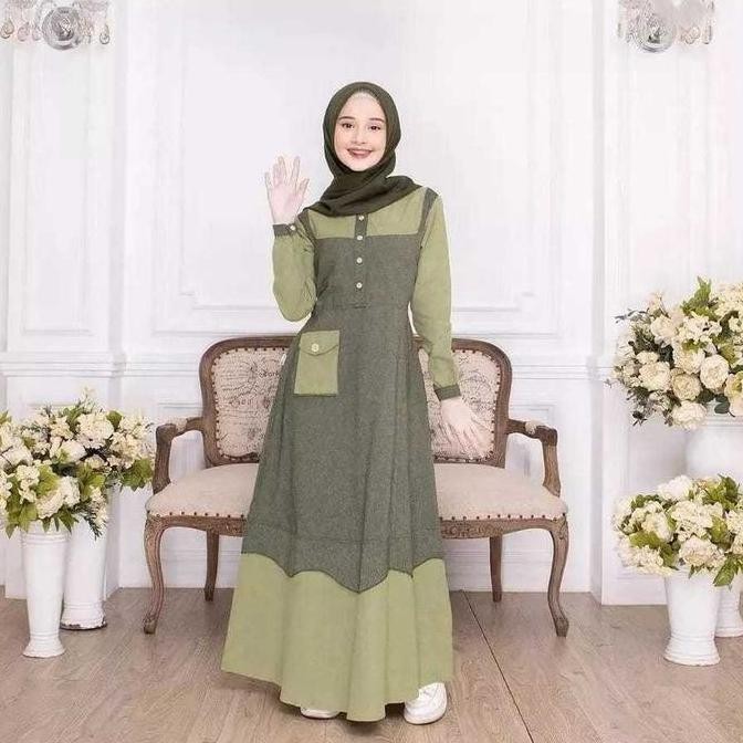 GKI Gamis Anak Tanggung Terbaru Lyvia Dress UMUR 10-11-12-13 Tahun 5 Serian Warna 2024 - Bahan Crink